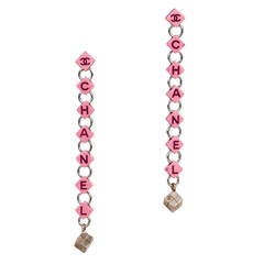 Chanel Pink logo earrings