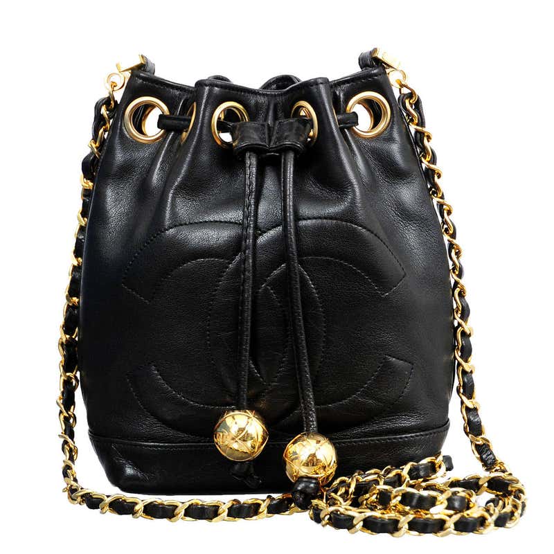 Chanel Black Lambskin Mini Bucket Bag at 1stDibs | chanel mini bucket ...