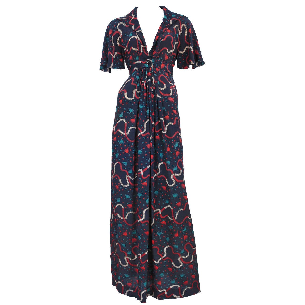 Ossie Clark Rayon Printed Dress at 1stDibs