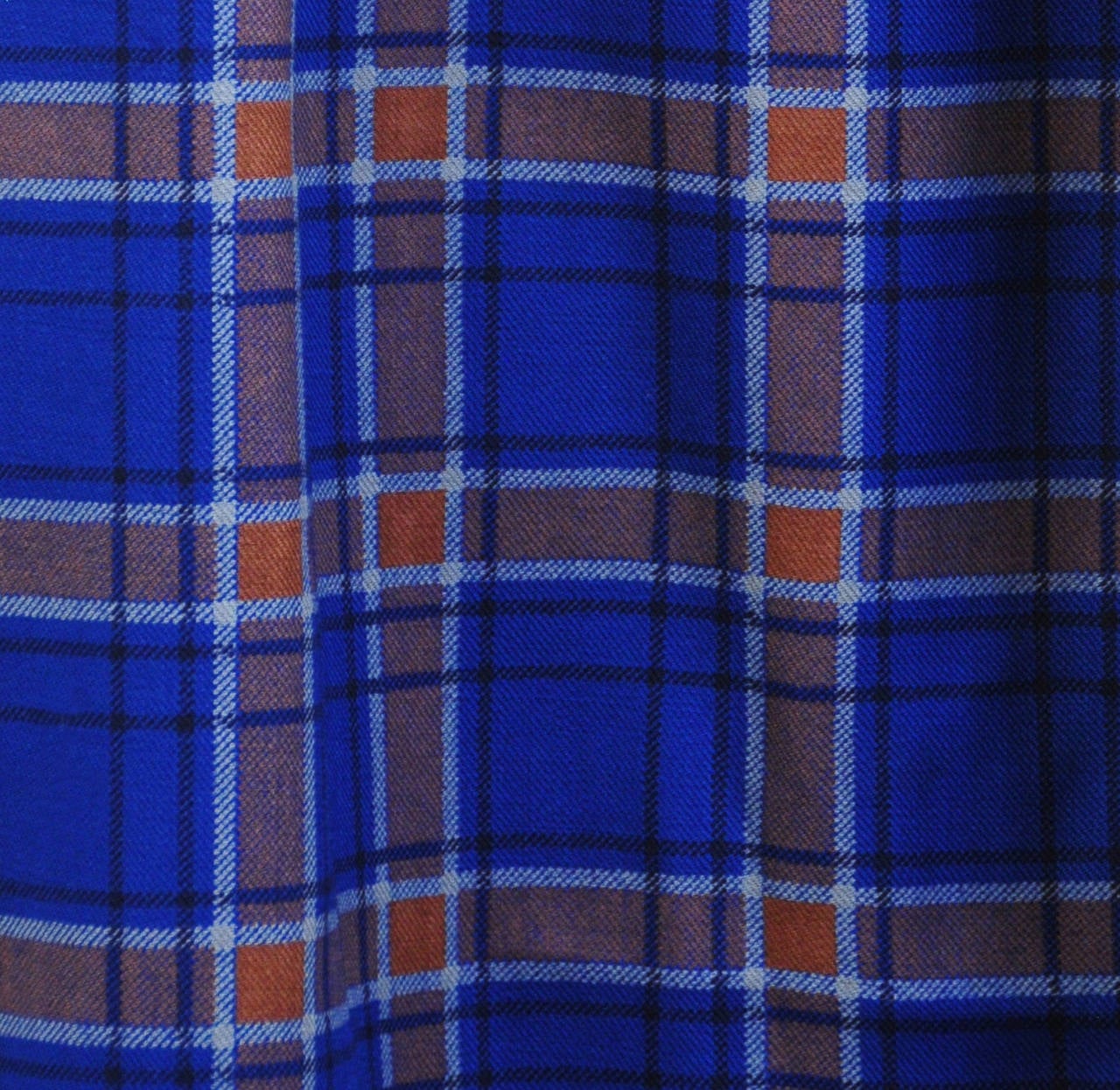 Yves Saint Laurent Blue Plaid Day Dress In Excellent Condition In Los Angeles, CA