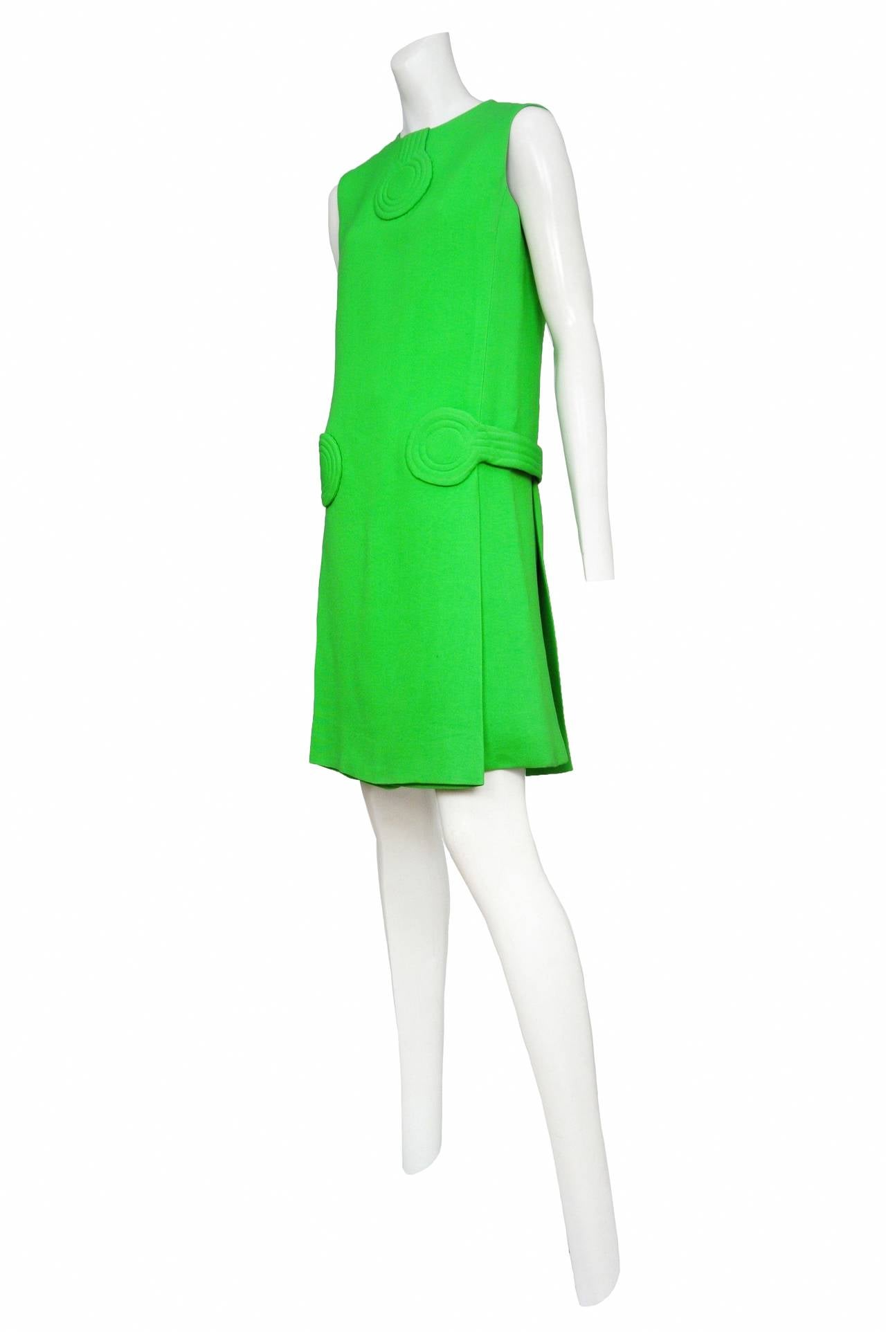 Pierre Cardin Green Futuristic Dress In Excellent Condition In Los Angeles, CA