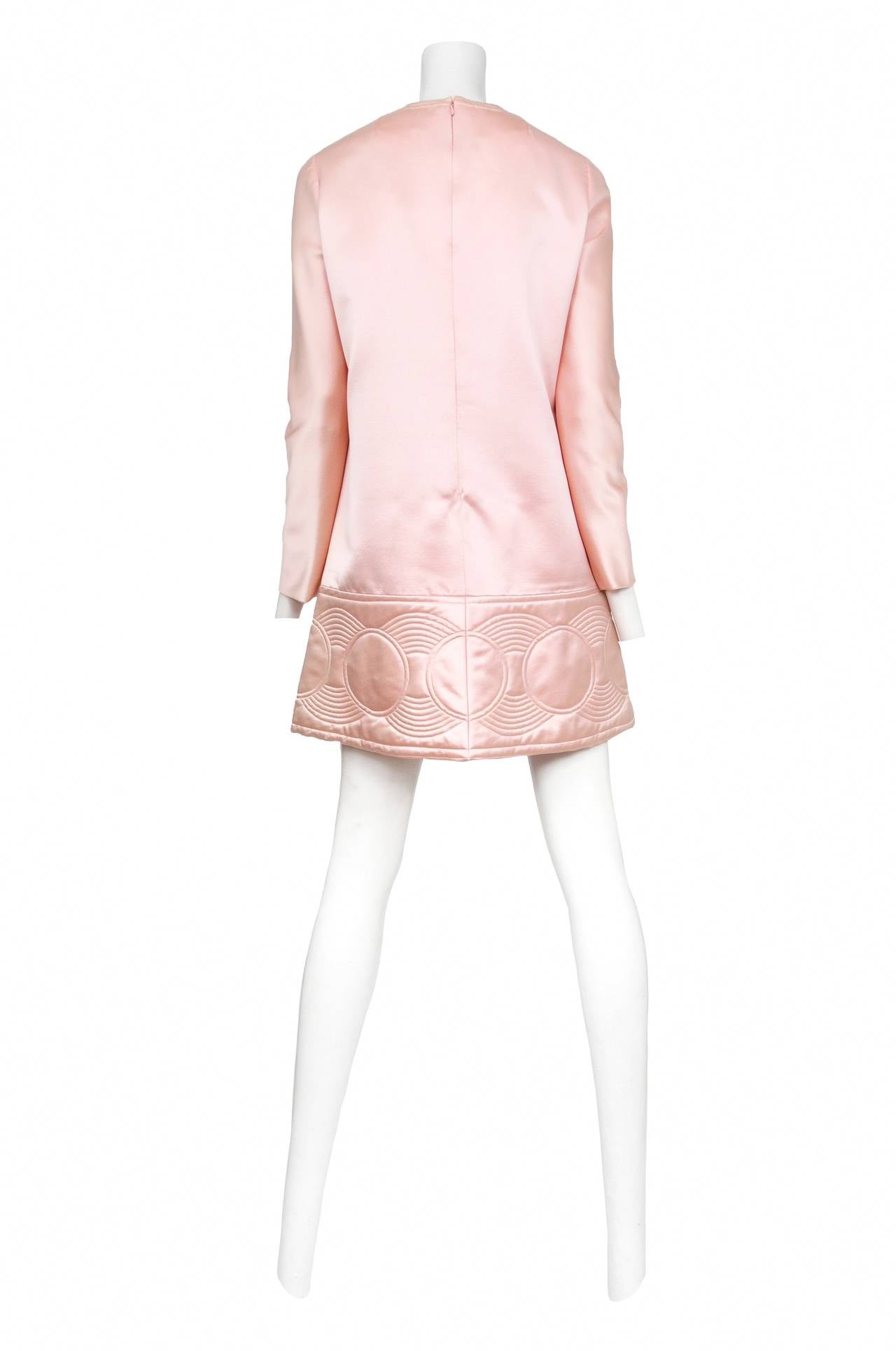 Pierre Cardin Pink Satin Dress In Good Condition In Los Angeles, CA