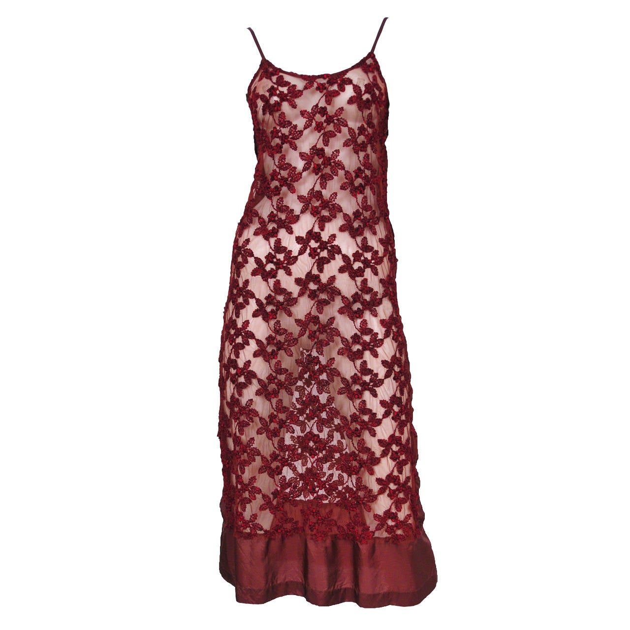 Burgundy Comme Des Garcons Lace Slip Dress