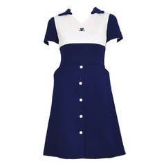 Courreges Blue & White Button Dress