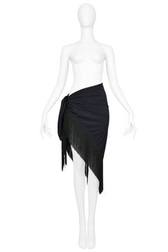 Chic Dior Black Sarong Wrap With Fringe - Swimsuit cover up + After Swim
