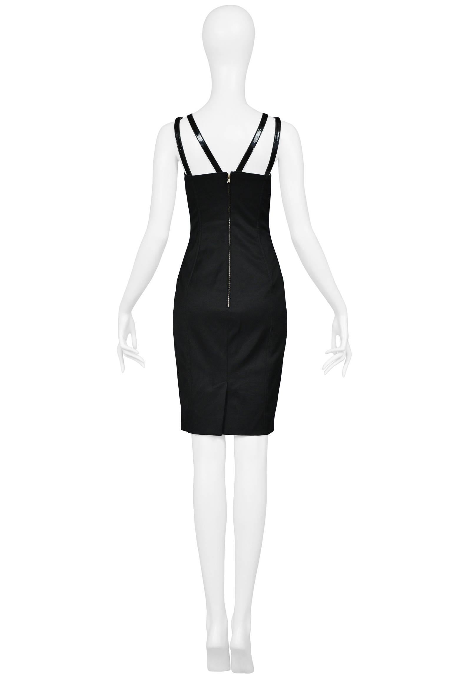 Women's Dolce & Gabbana Black Bondage Bustier Dress w Double V Patent Straps 2007