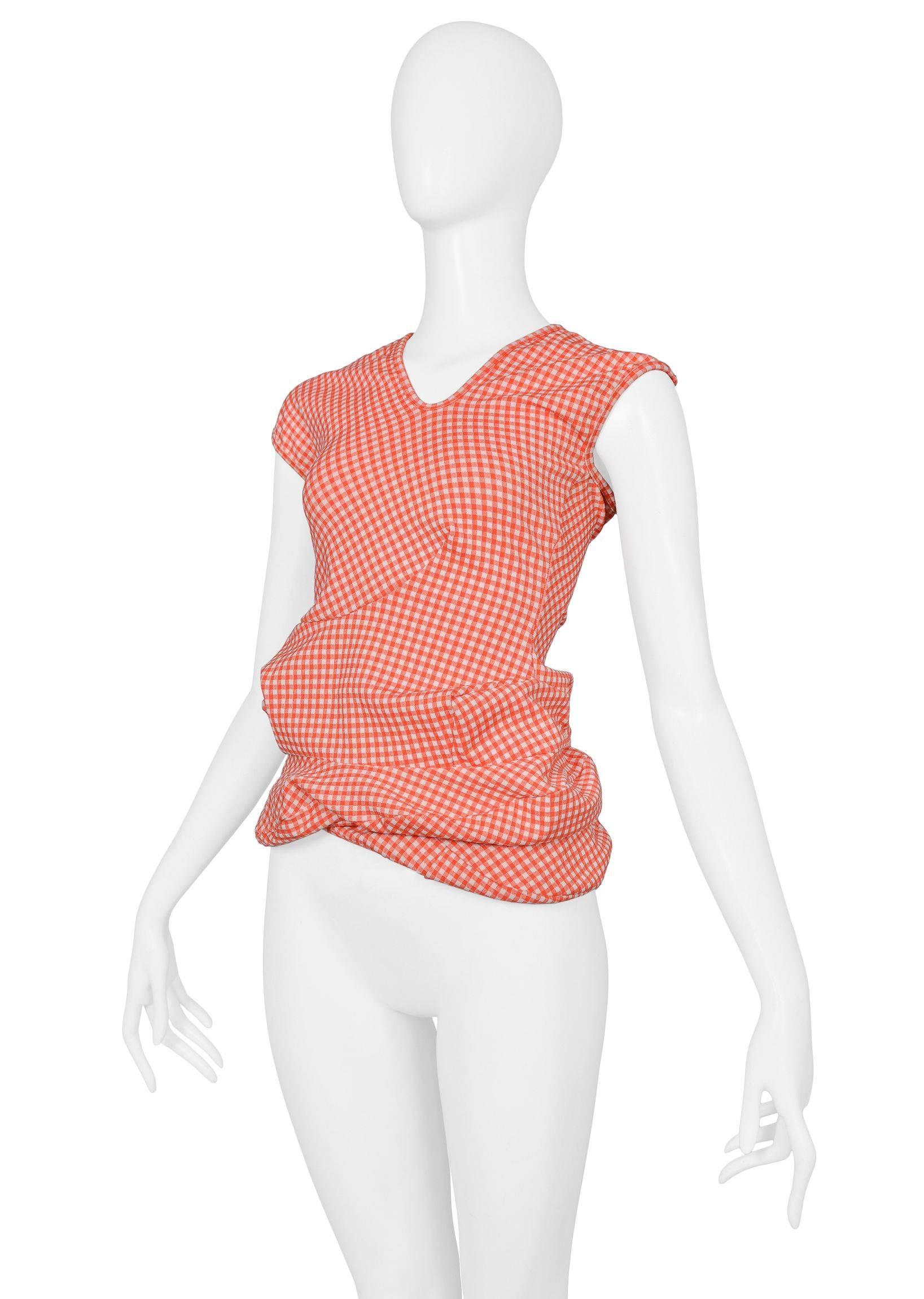 Women's Museum Quality Comme des Garcons Lumps & Bumps SS 1997 Red Gingham Top For Sale