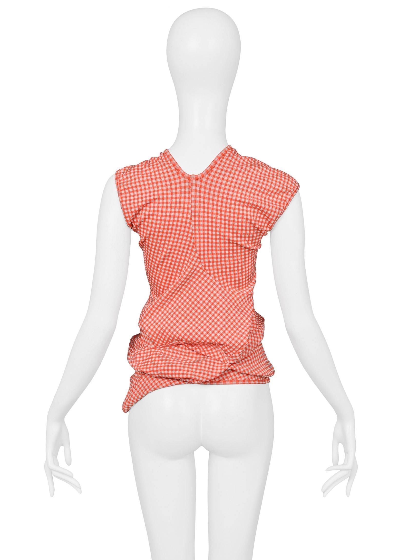 Museum Quality Comme des Garcons Lumps & Bumps SS 1997 Red Gingham Top In Excellent Condition For Sale In Los Angeles, CA