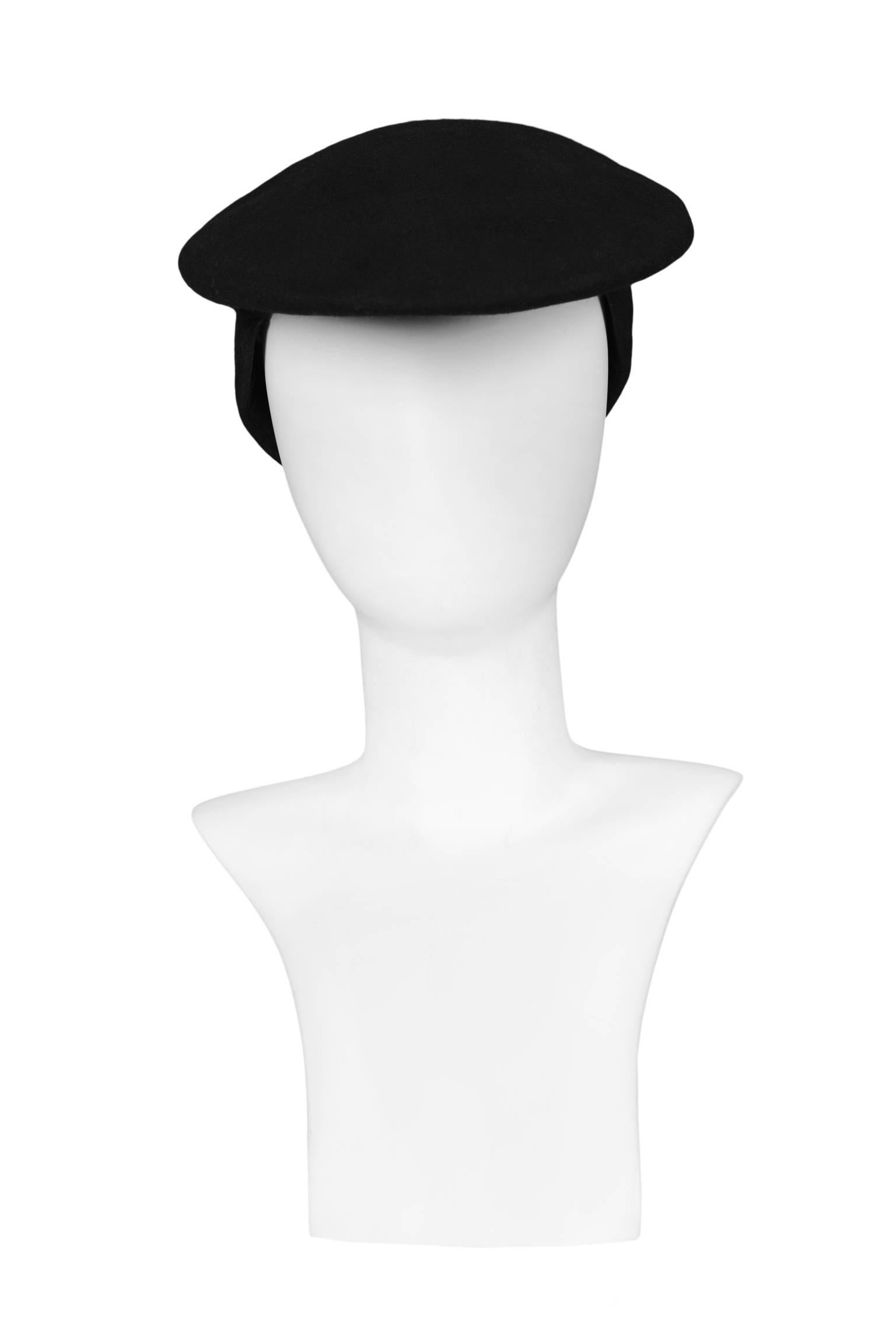 Women's or Men's Super Rare Comme des Garcons 2 Way Black Wool Avant Garde Hat Circa 1990 