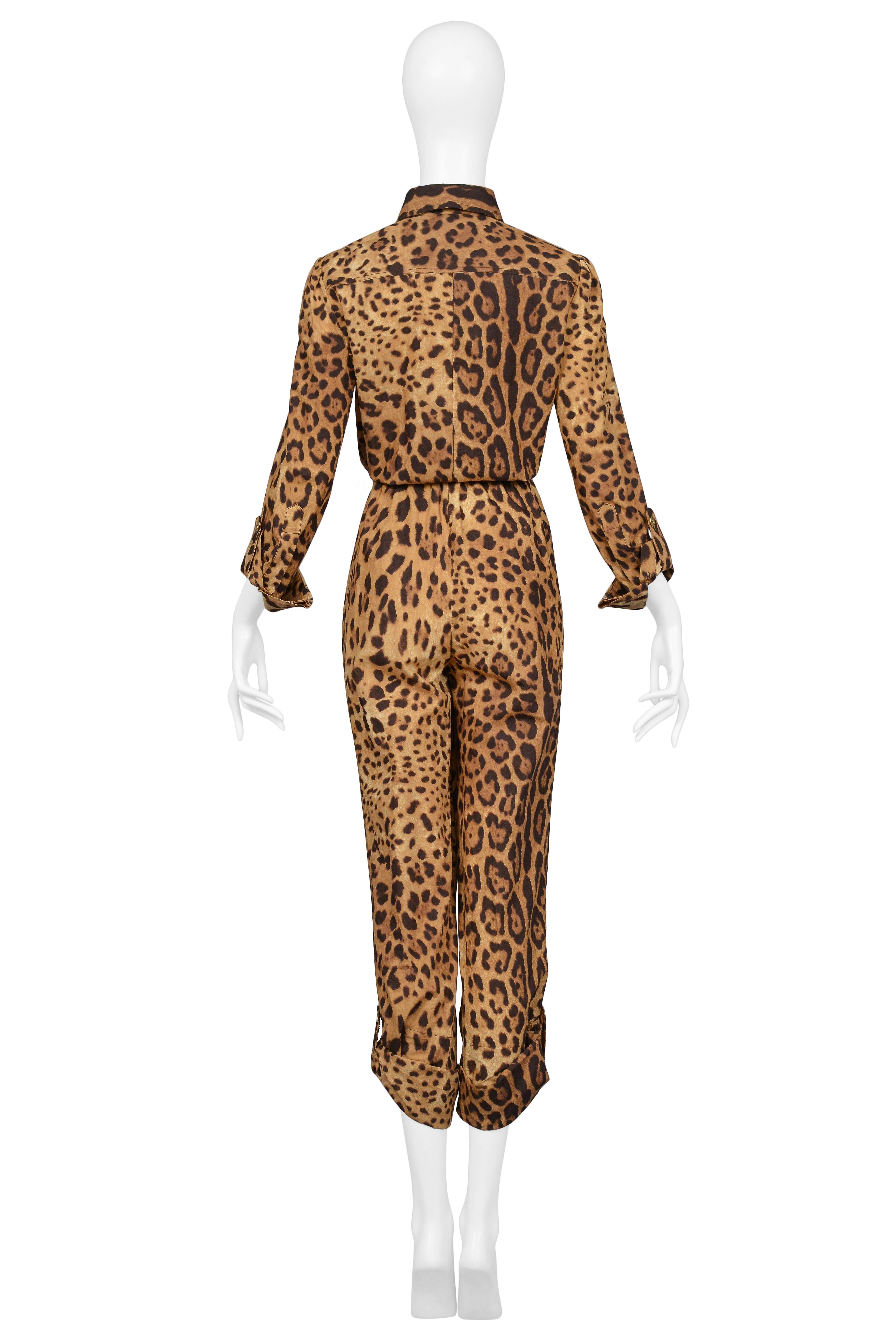 Super Chic Dolce & Gabbana Cotton Leopard Safari Style Belted Jumpsuit 1