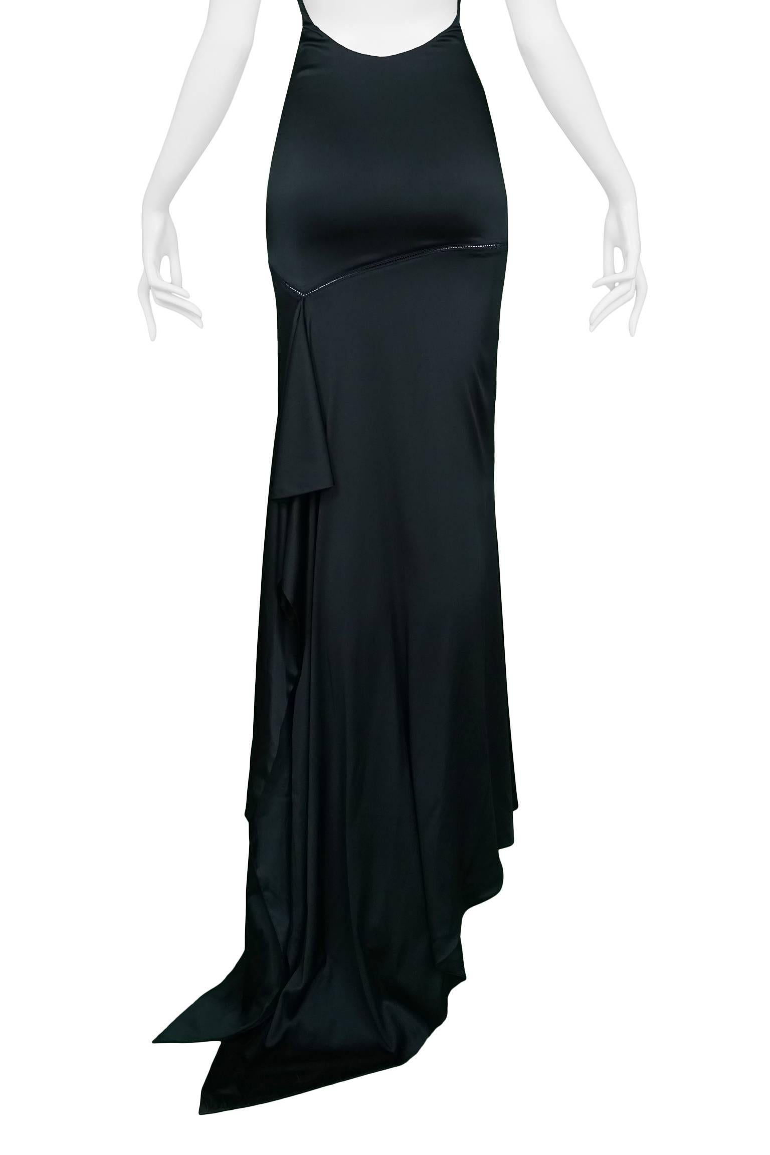 Women's Tom Ford for Gucci Dark Green Satin Backless Evening Gown