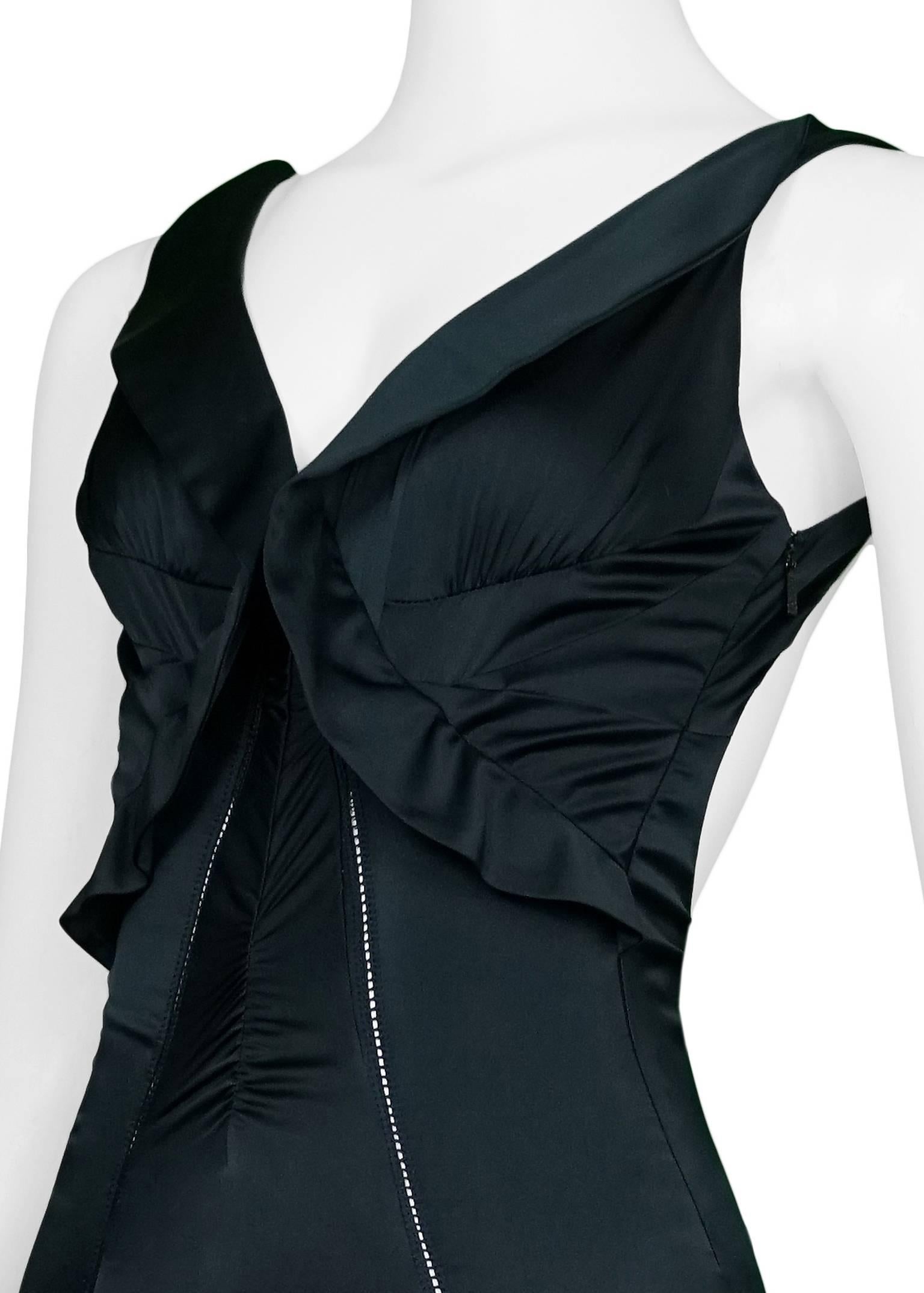 Black Tom Ford for Gucci Dark Green Satin Backless Evening Gown