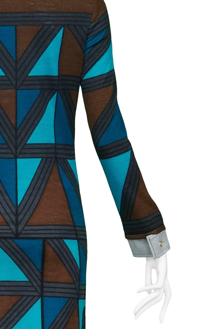 Women's Brown Teal & Blue Color Block Maxi Dress For Sale