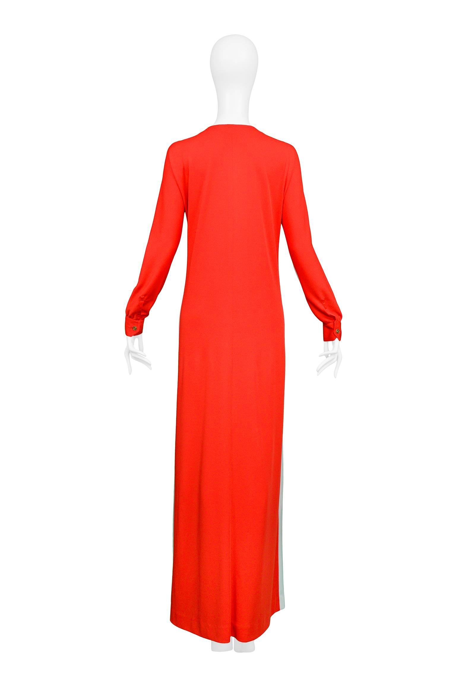 Gray Roberto Di Camerino  Red & White Buckle Maxi Dress For Sale