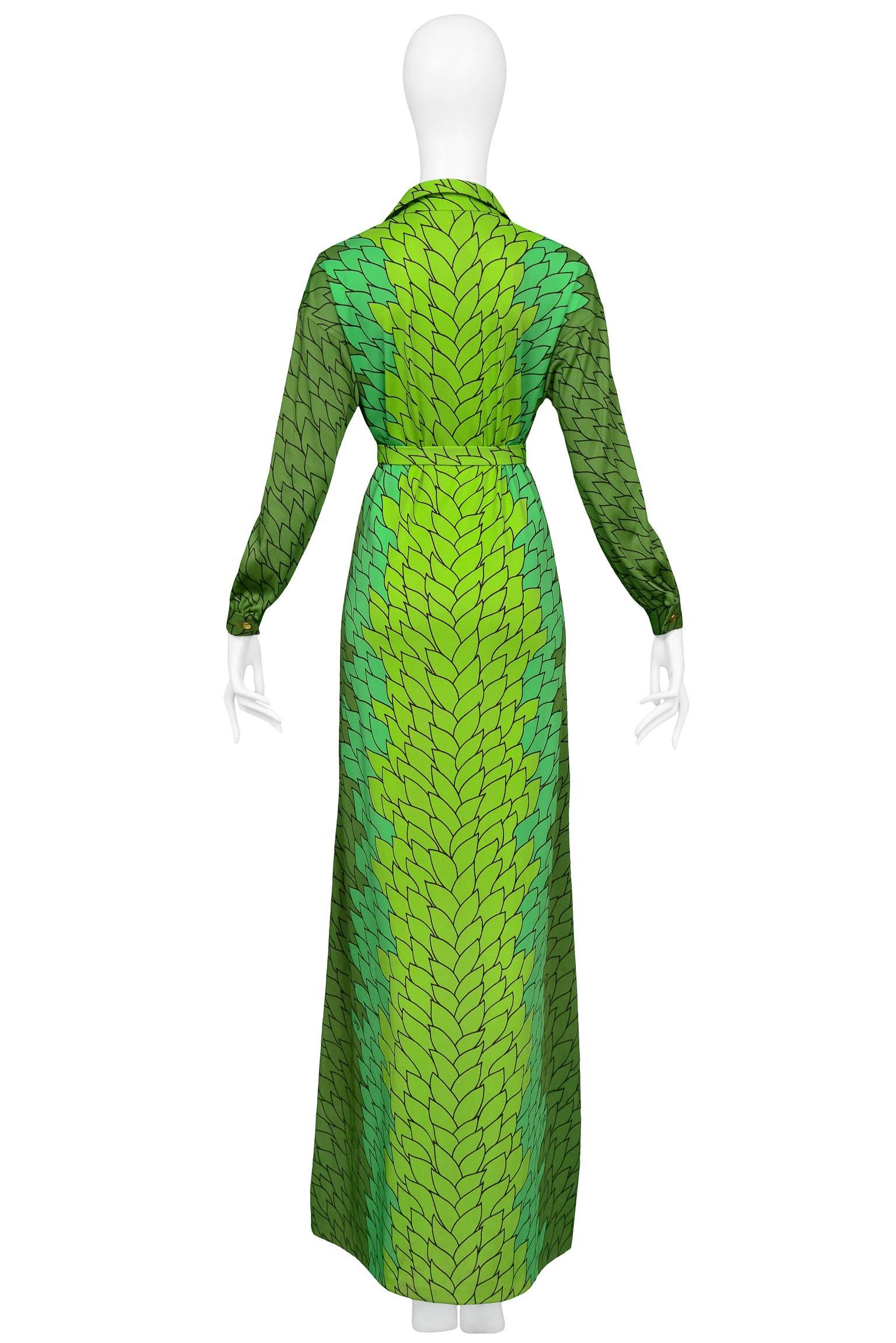 Green Leaf Print Dress  1