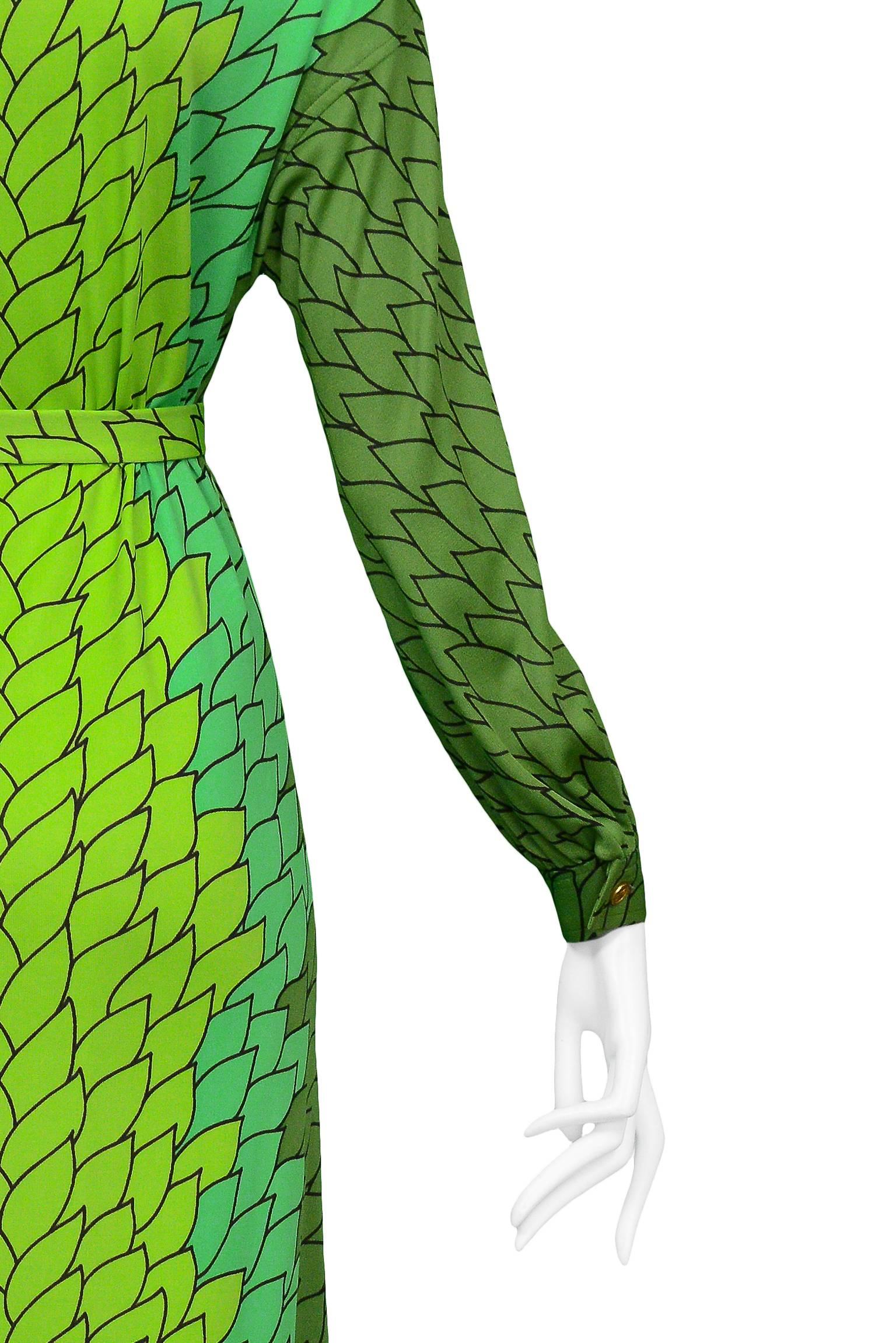 Women's Green Leaf Print Dress 