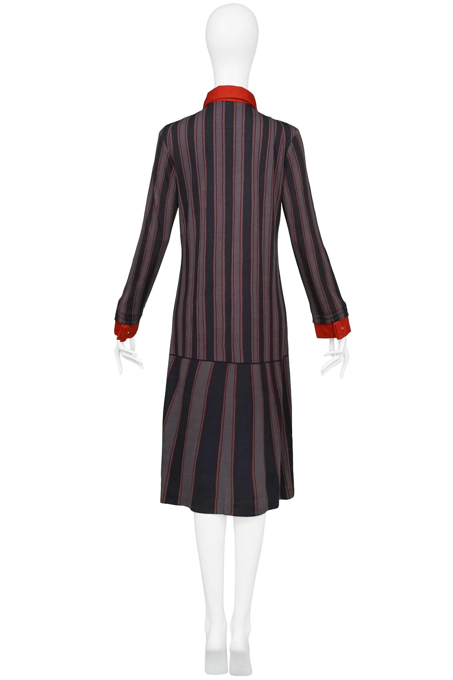 Women's Roberta di Camerino Trompe Grey, Red & Black Day Dress For Sale