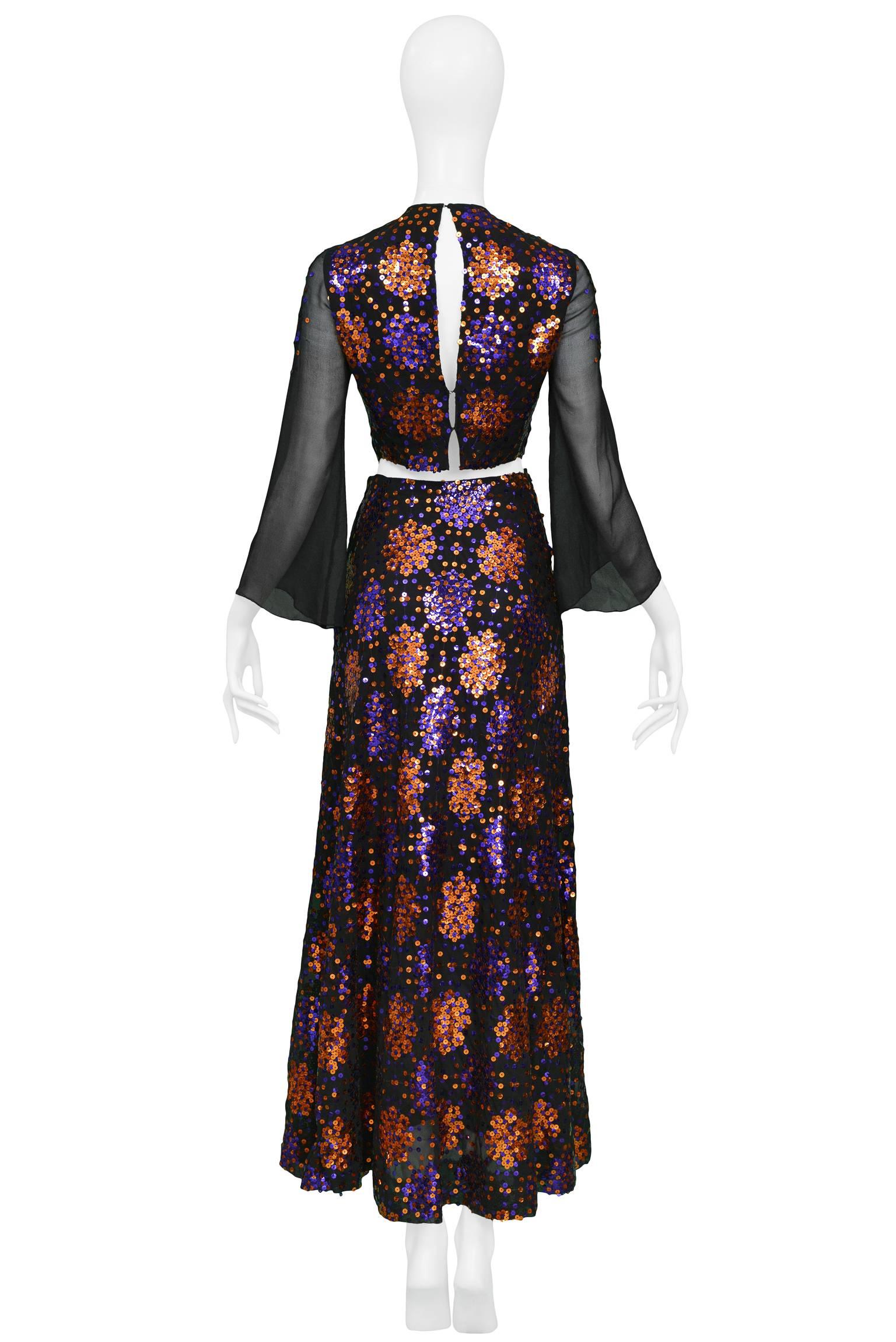 Important 1970's Thea Porter Silk Chiffon and Sequin Evening Ensemble 1