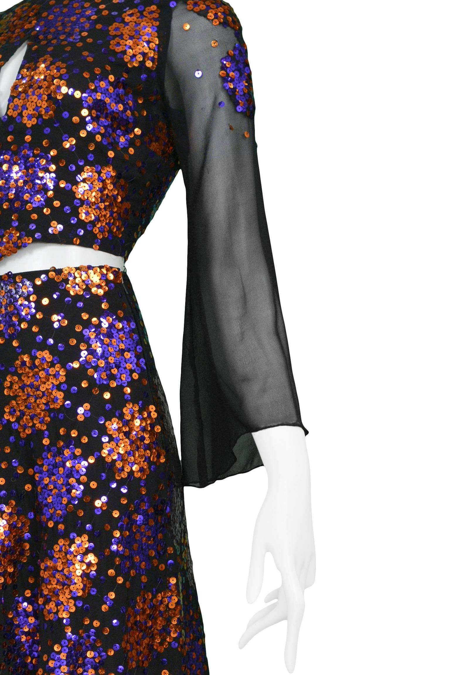 Important 1970's Thea Porter Silk Chiffon and Sequin Evening Ensemble 2