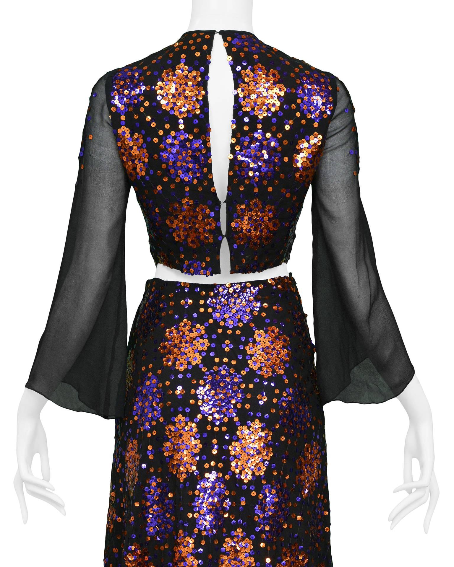 Women's Important 1970's Thea Porter Silk Chiffon and Sequin Evening Ensemble