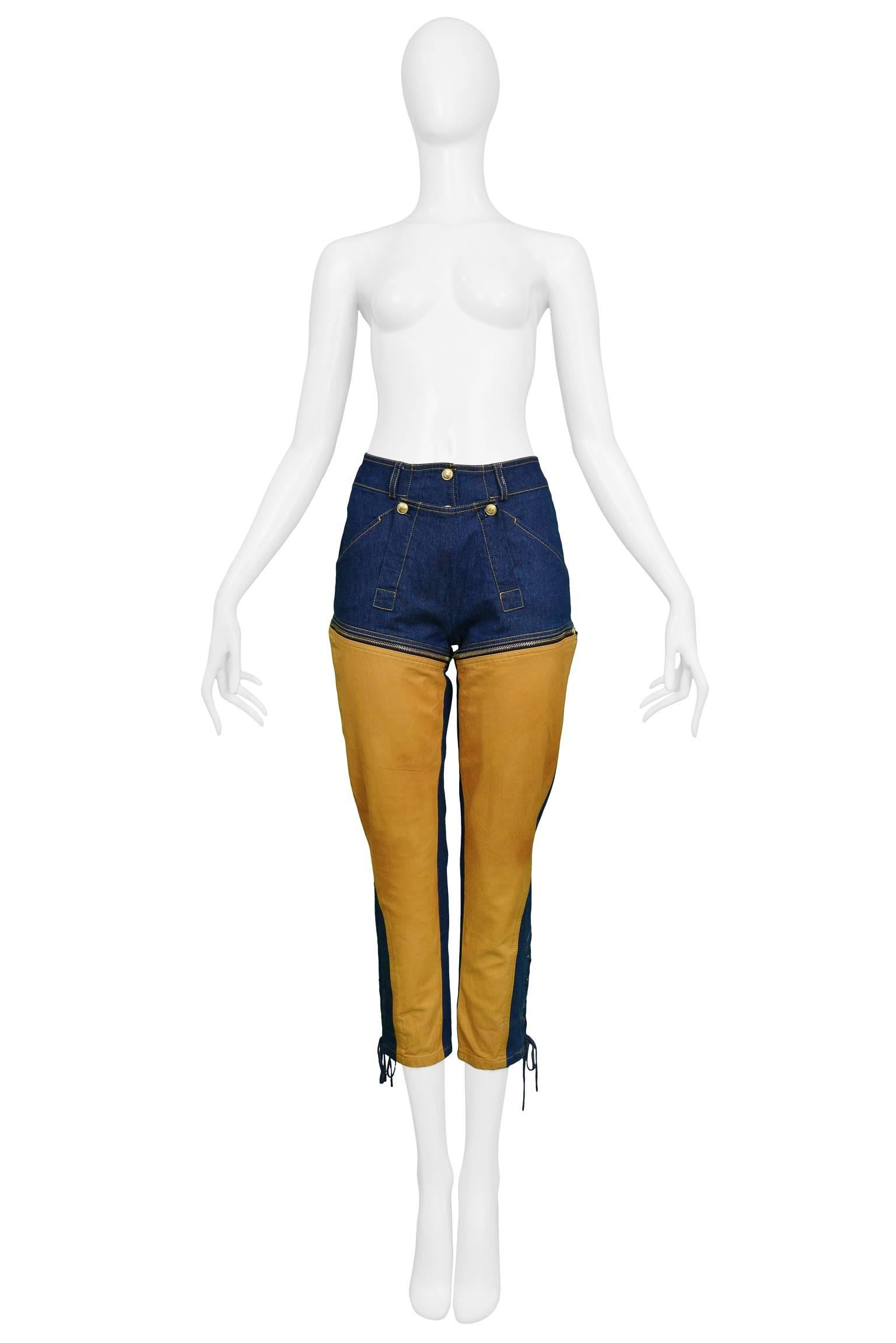 galliano jeans yellow stripe