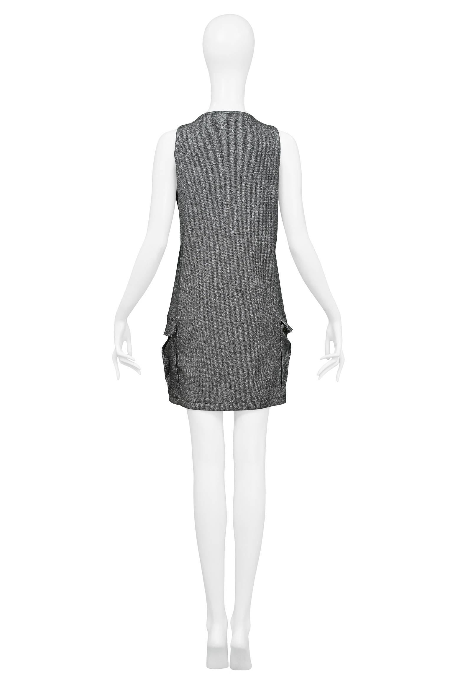 Vintage Stephen Sprouse Metallic Silver Cargo Dress  In Excellent Condition For Sale In Los Angeles, CA