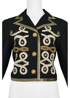 Vintage Gianni Versace Baroque Metallic Applique & Gold Studded Jacket