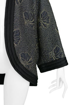 Yves Saint Laurent Vintage Black Kimono Jacket with Gold Embroidered Sea Shells