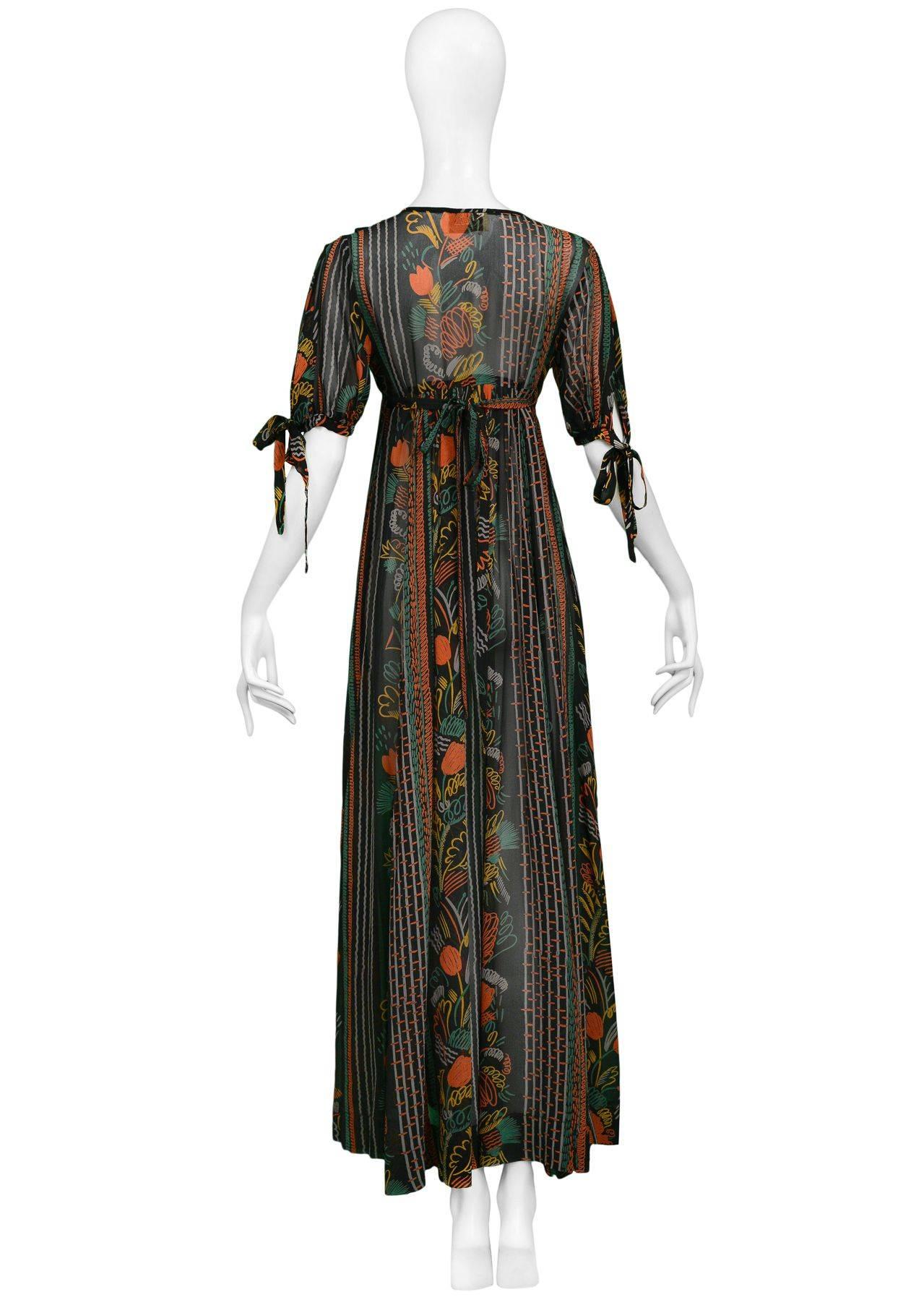Ossie Clark Vintage Crepe Ruffle Dress with Celia Birtwell Print, 1960s In Excellent Condition In Los Angeles, CA