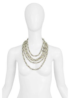 Chanel Vintage Extra Long Pearl and Rhinestone Necklace and Clasp