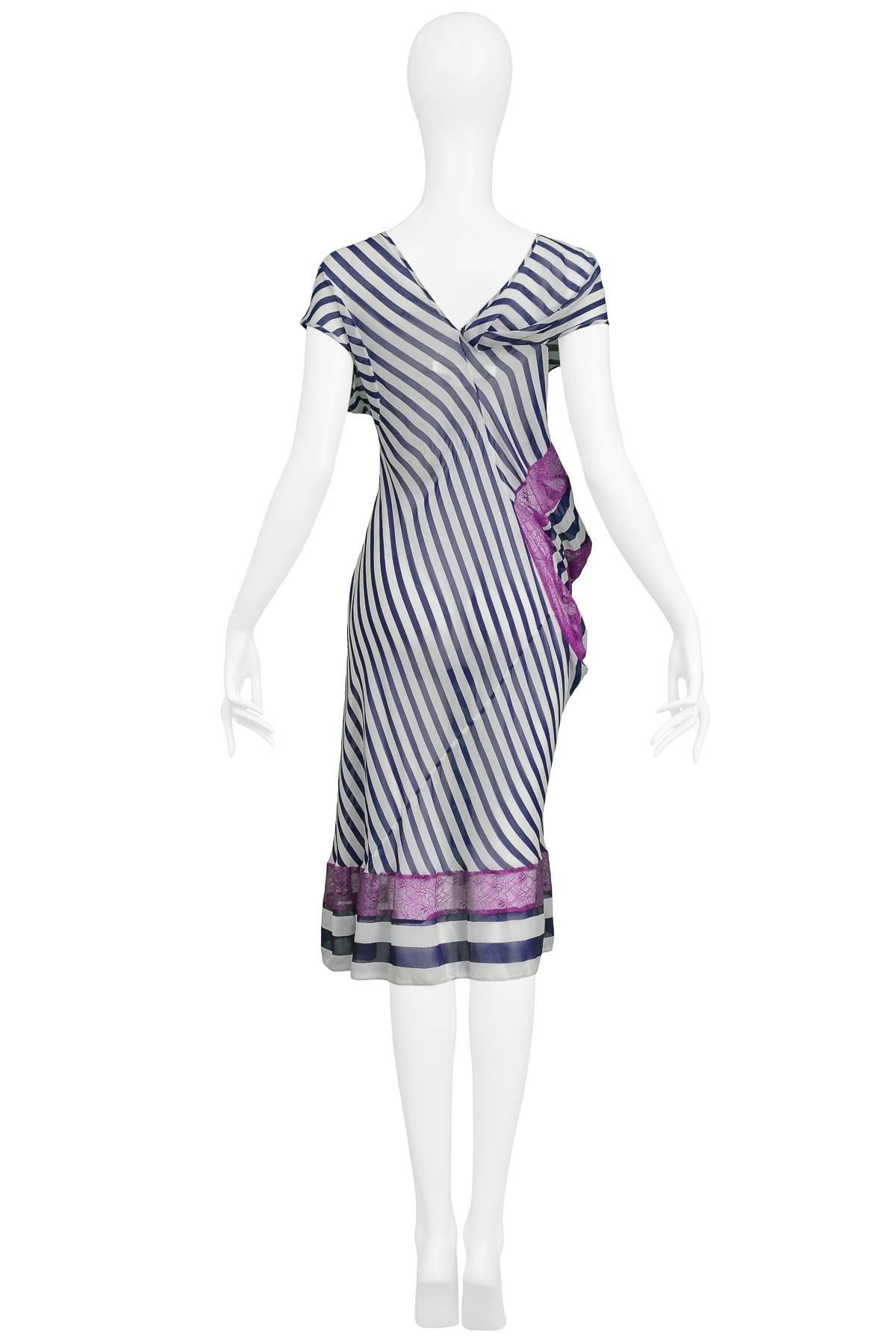 Gray Junya Watanabe Stripe & Purple Lace Dress 2011