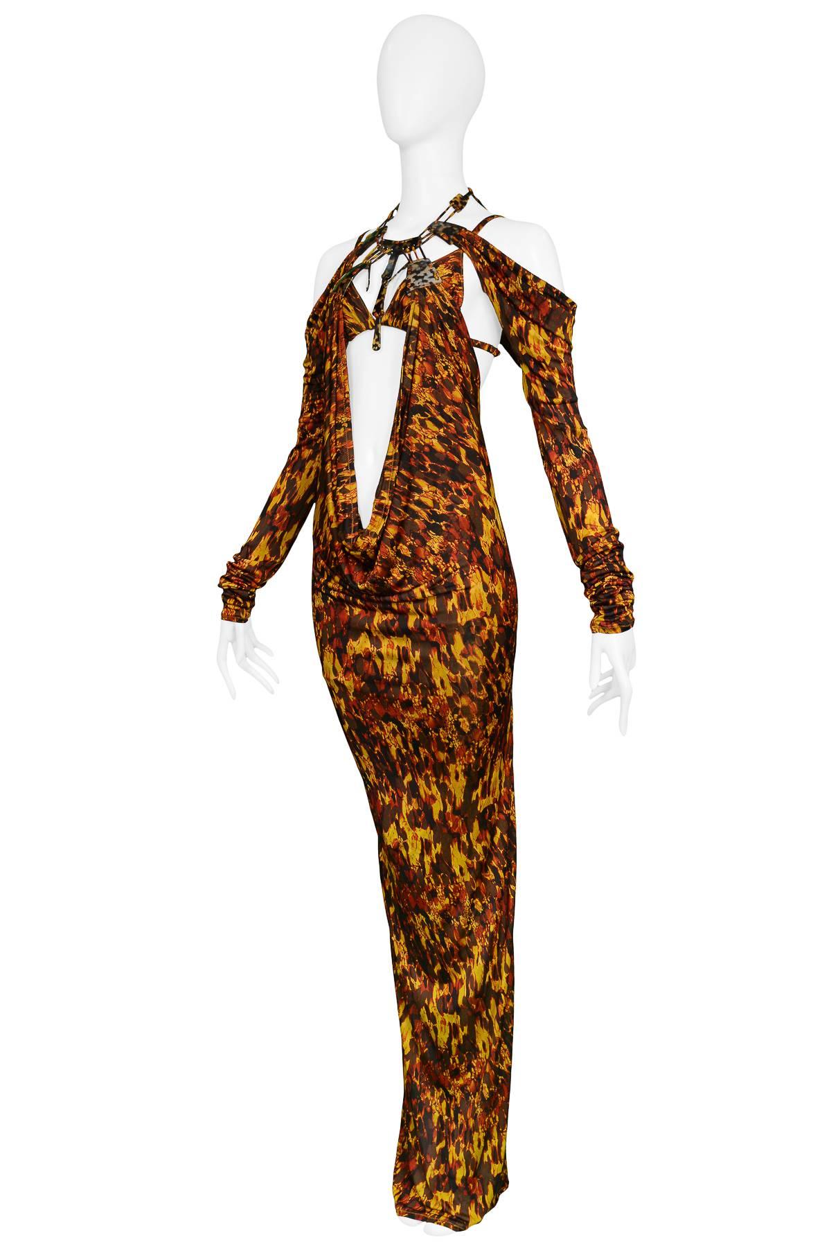Vintage Jean Paul Gaultier Jersey Tortoise Print Evening Gown  In Excellent Condition In Los Angeles, CA