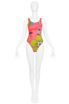 1999 Tom Ford for Gucci Pink Floral One-Pice Swimsuit