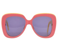 Retro 1990s Chanel Pink & Yellow Oversized Runway Sunglasses