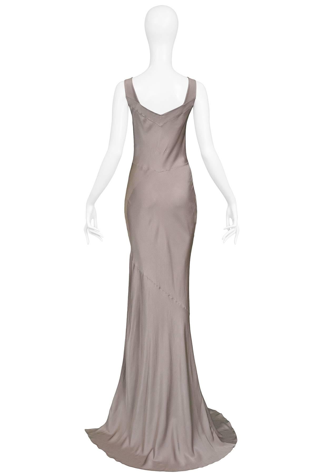 John Galliano Vintage Metallic Silver Bias Cut Evening Gown, 1990s In Excellent Condition In Los Angeles, CA