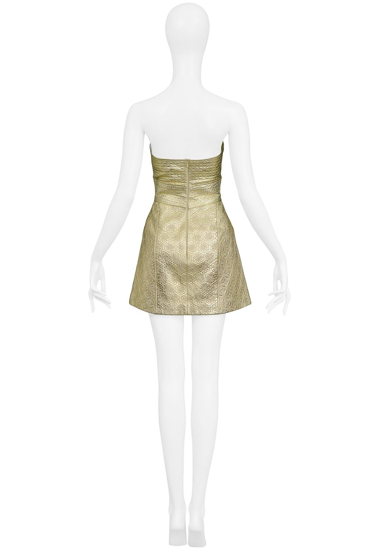 Vintage Alexander McQueen 2007 Gold Armor Mini Dress In Excellent Condition In Los Angeles, CA