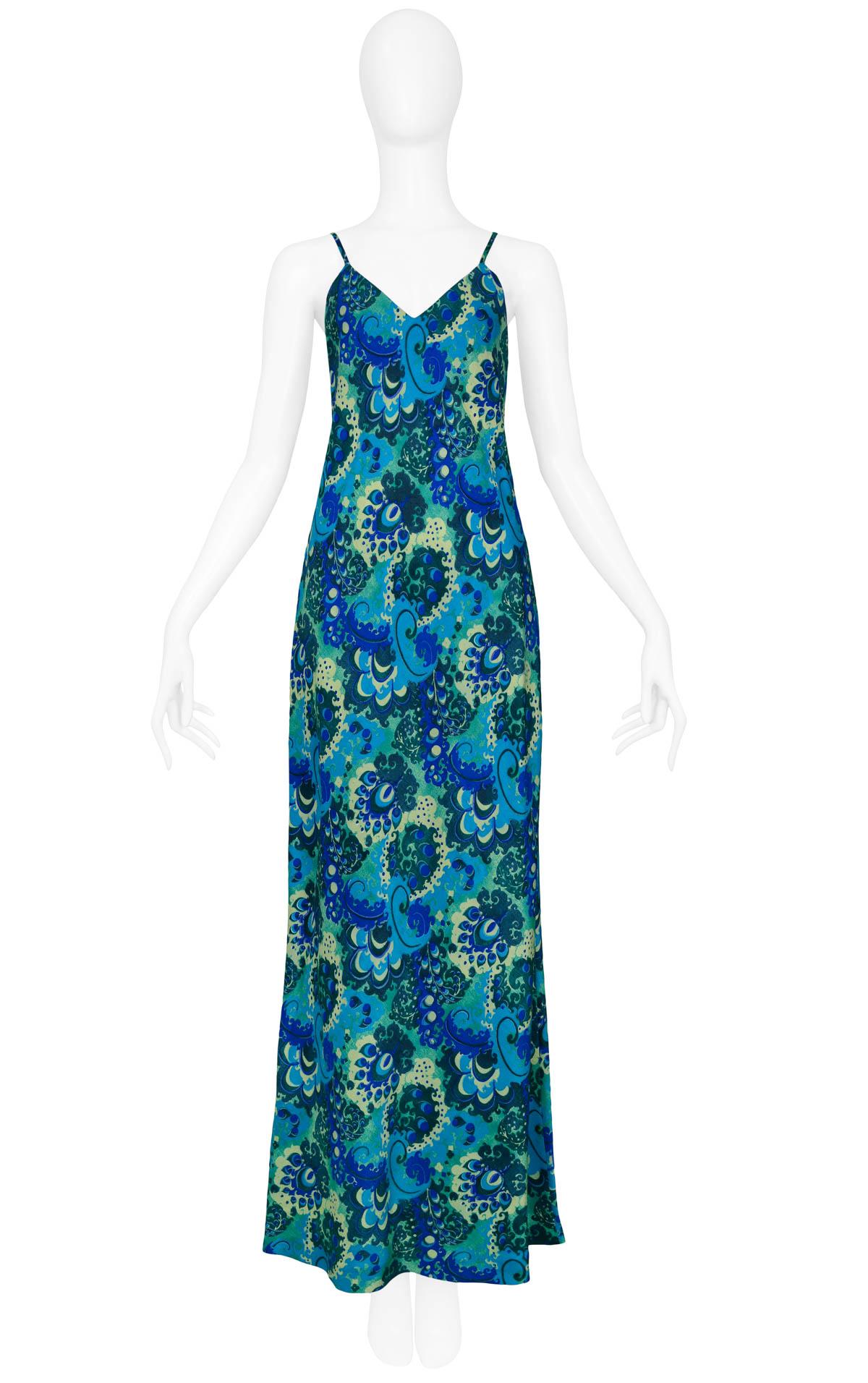 Vintage Dries Van Noten teal blue & green abstract floral printed slip dress. Collection 1997.

Excellent Condition.

Size: 38