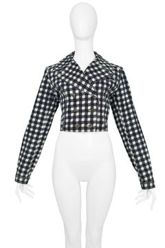 Vintage Iconic Azzedine Alaia 1991 Black & White Denim 'Tati' Jacket