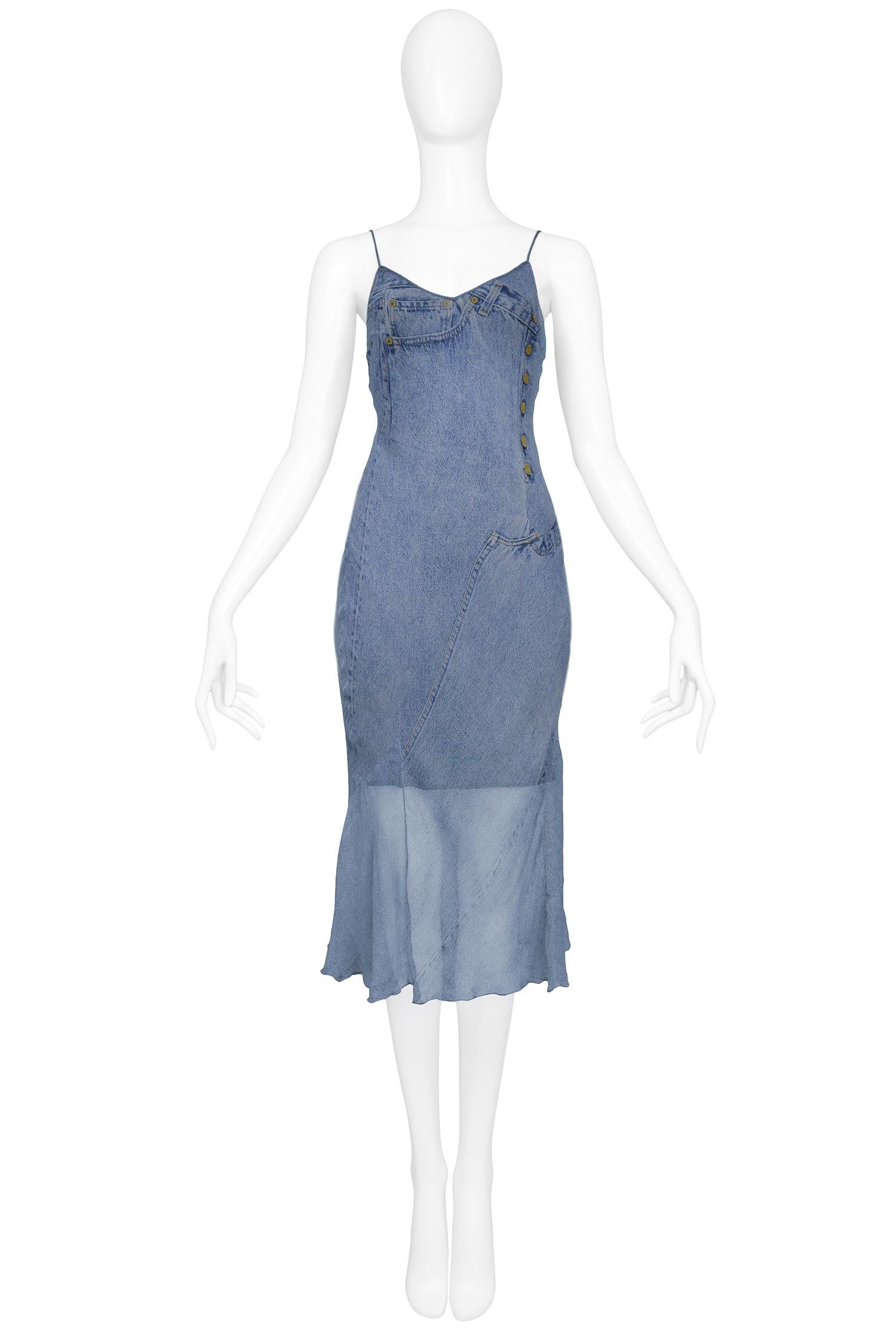 Vintage John Galliano for Christian Dior trompe l'oeil denim silk slip dress. Spring/Summer 2000 Collection.

Excellent Condition. 

Size: 38