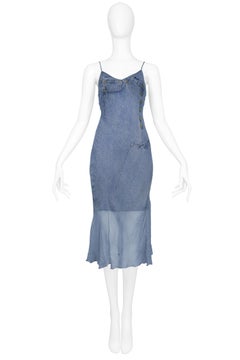 Christian Dior by John Galliano Vintage Denim Trompe L'Oeil Slip Dress, 2000