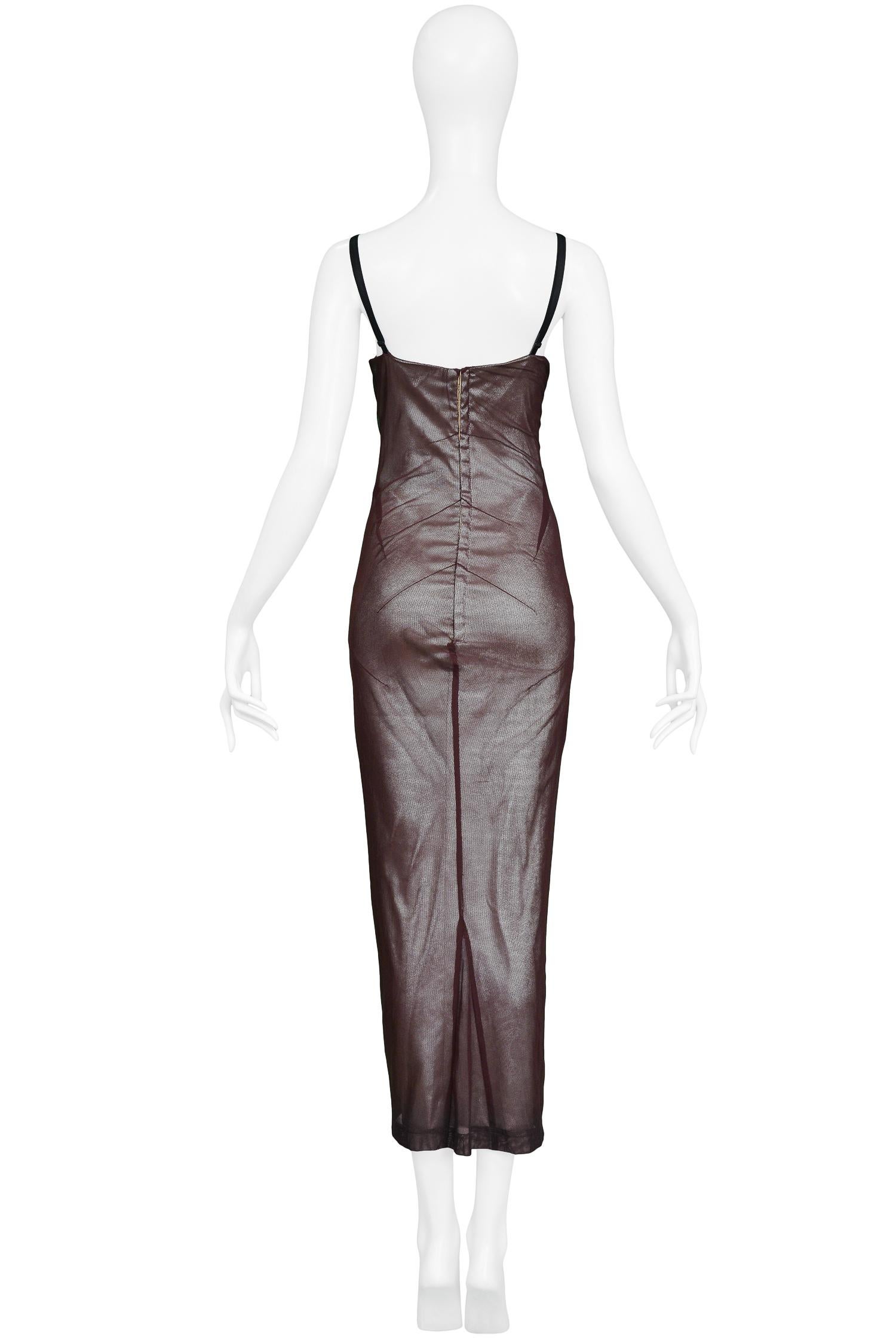 Vintage Dolce & Gabbana 1998 Plum Mesh Wiggle Dress  In Excellent Condition In Los Angeles, CA