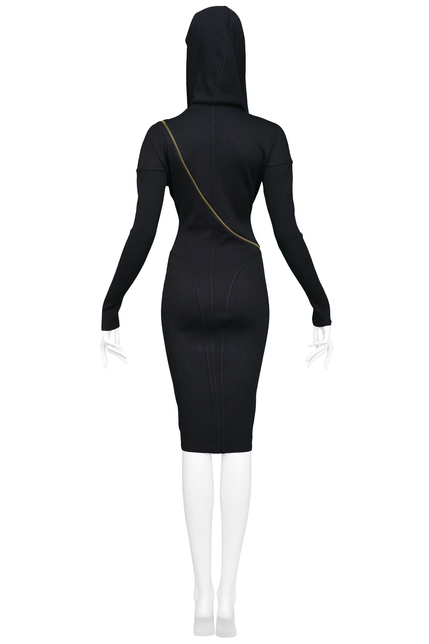 Iconic 1986 Black Hooded Zipper Dress 2