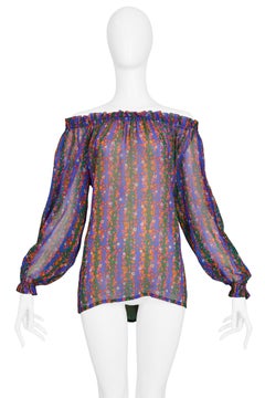 Vintage 1970s Yves Saint Laurent Floral Gypsy Blouse