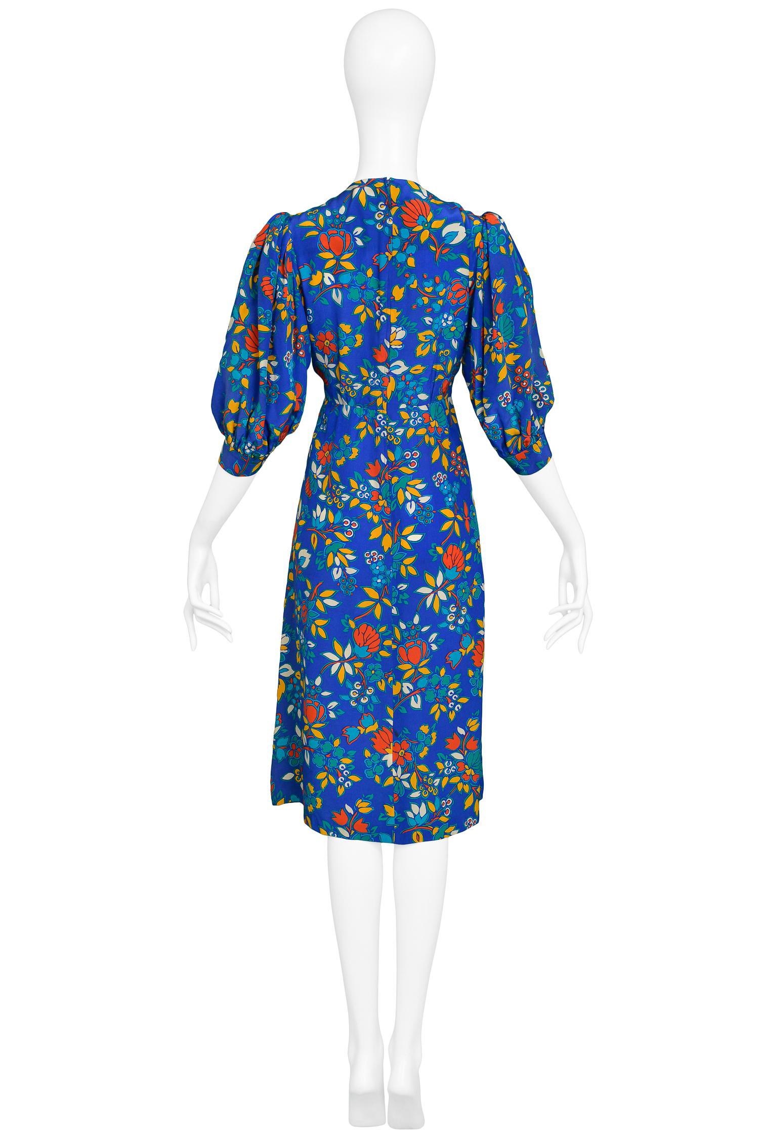 Vintage Yves Saint Lauren Floral Knot Dress In Excellent Condition In Los Angeles, CA