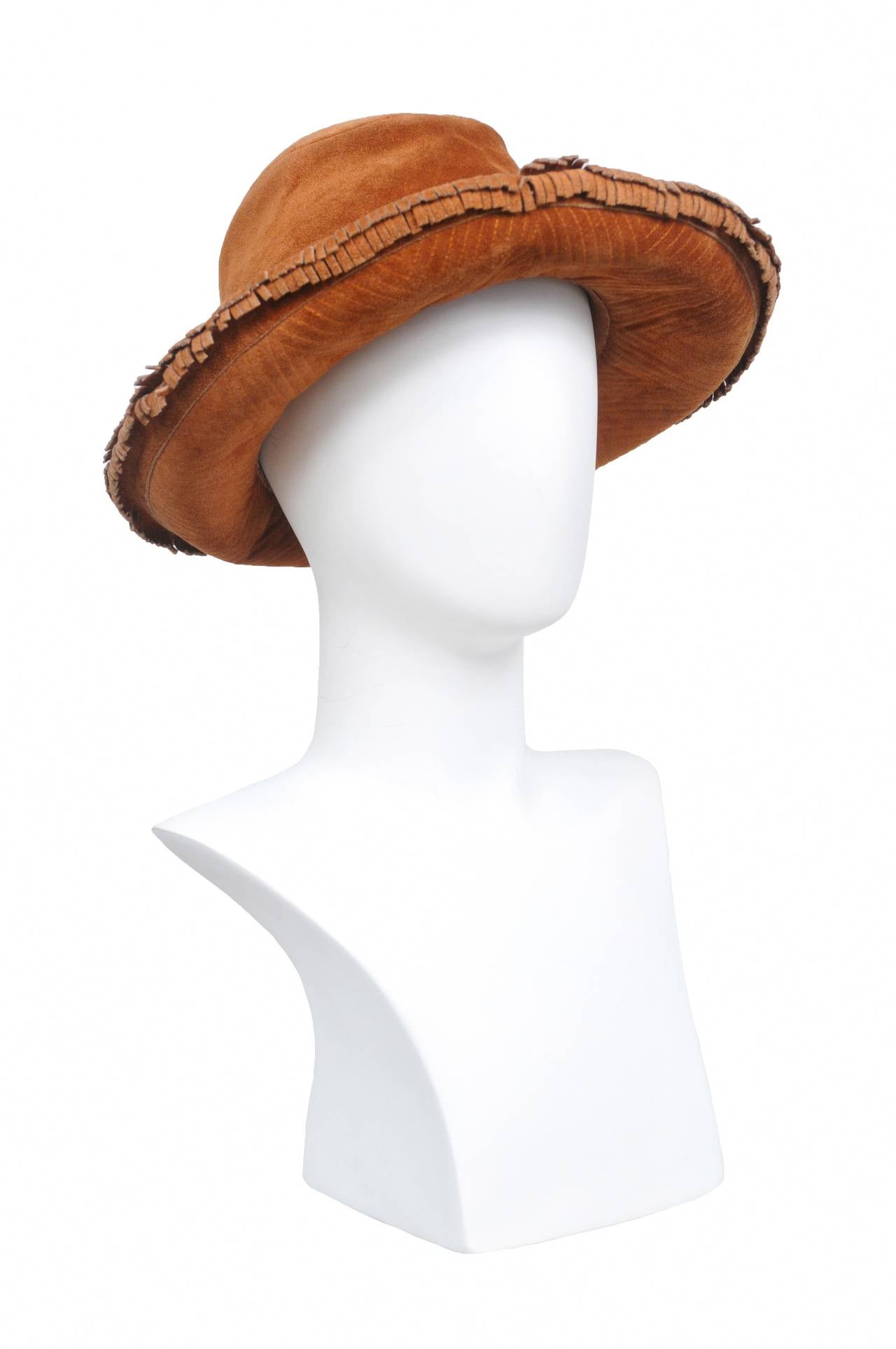 Yves Saint Laurent Leather Hat In Excellent Condition In Los Angeles, CA
