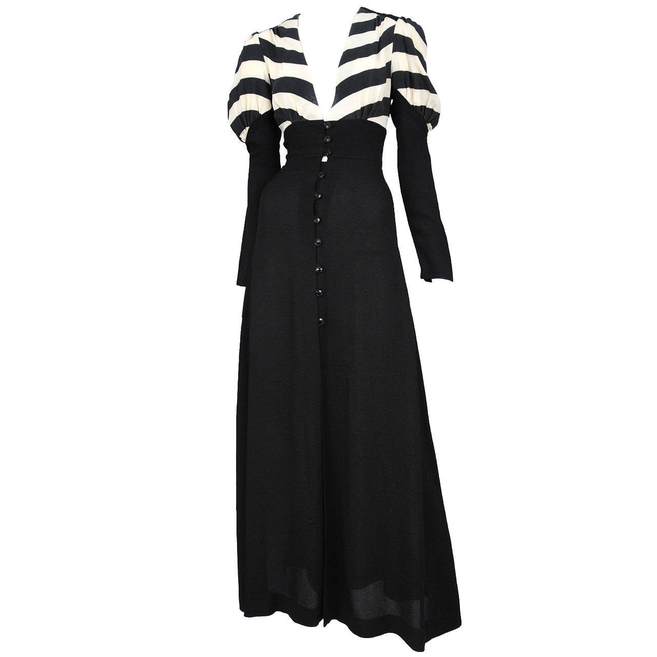 Ossie Clark Black and White Stripe Dress at 1stDibs
