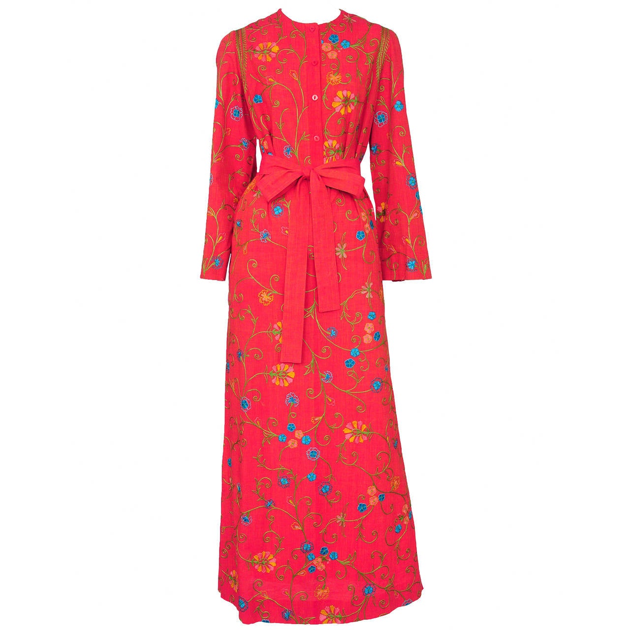 Traecy Lowe Embroidered Maxi For Sale at 1stDibs