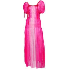 Vintage Yves Saint Laurent Fuchsia Ombre Silk Dress