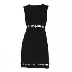 Versace Black slit medallion dress