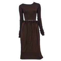 Gaultier Plum Brown Belted Dress